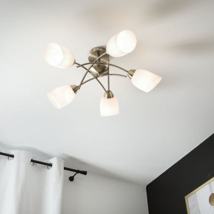 Bevestigde hanglamp DONNA 5xE27/60W/230V patina