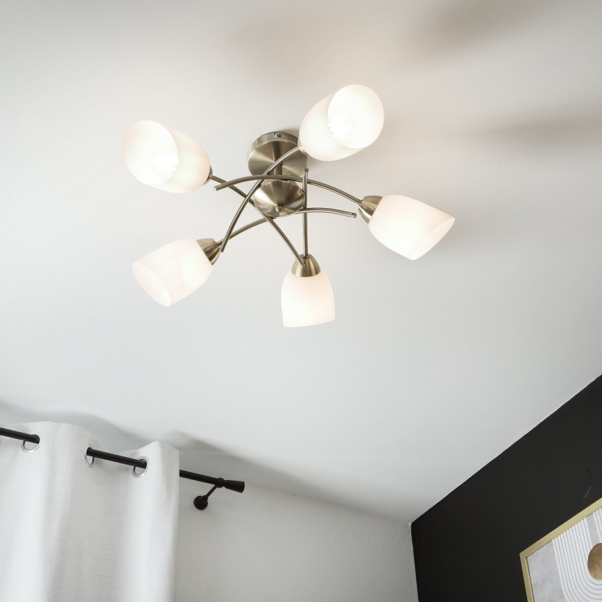 Bevestigde hanglamp DONNA 5xE27/60W/230V patina