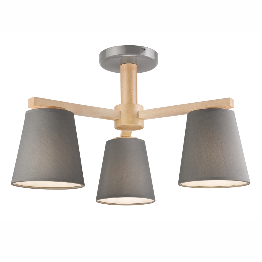 Bevestigde hanglamp ELLIE 3xE27/60W/230V grijs/beuken