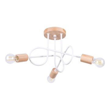Bevestigde hanglamp EMBER 3xE27/15W/230V wit/beige/beuken