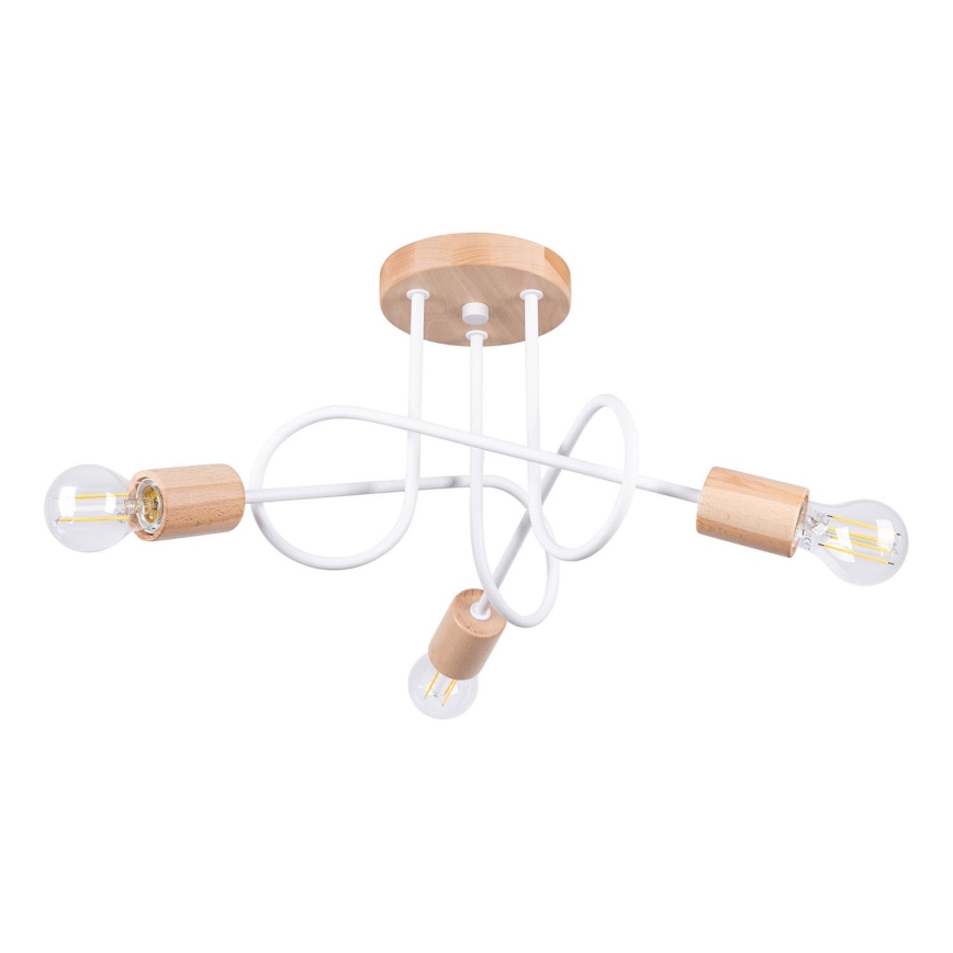 Bevestigde hanglamp EMBER 3xE27/15W/230V wit/beige/beuken