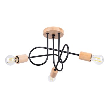 Bevestigde hanglamp EMBER 3xE27/15W/230V zwart/beige/beuken