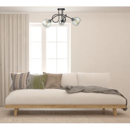 Bevestigde hanglamp EVIE 3xE27/60W/230V zwart/doorzichtig