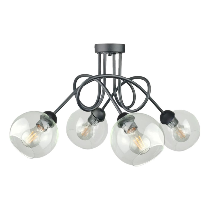 Bevestigde hanglamp EVIE 4xE27/60W/230V antraciet/doorzichtig