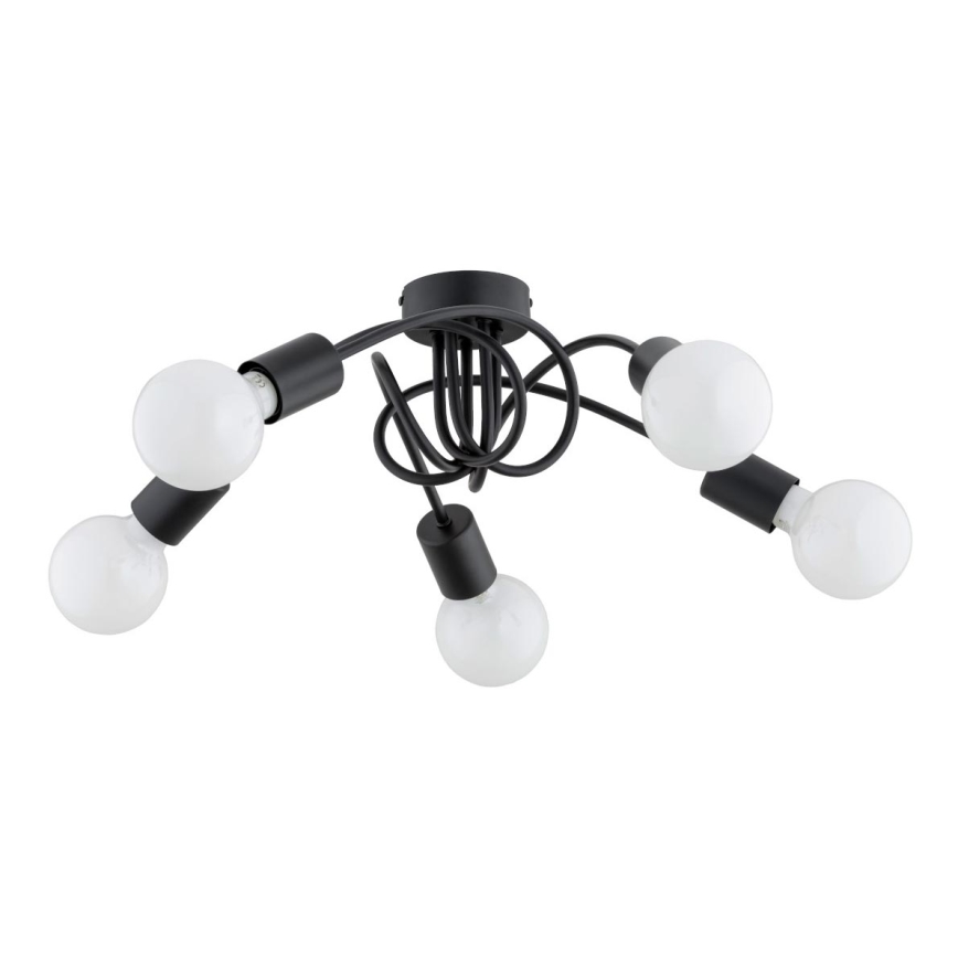 Bevestigde hanglamp FARTA 5xE27/60W/230V zwart