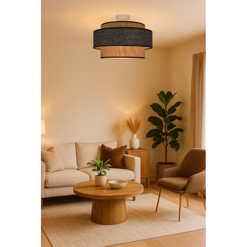 Bevestigde hanglamp GRACE 1xE27/60W/230V crème/bruin