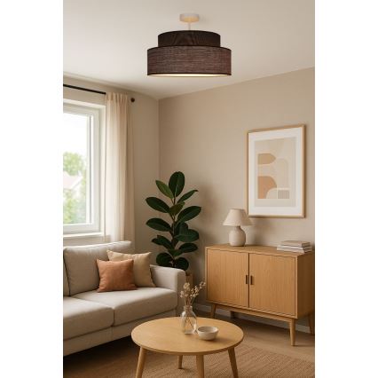 Bevestigde hanglamp GRACE 1xE27/60W/230V diameter 40 cm bruin/beige