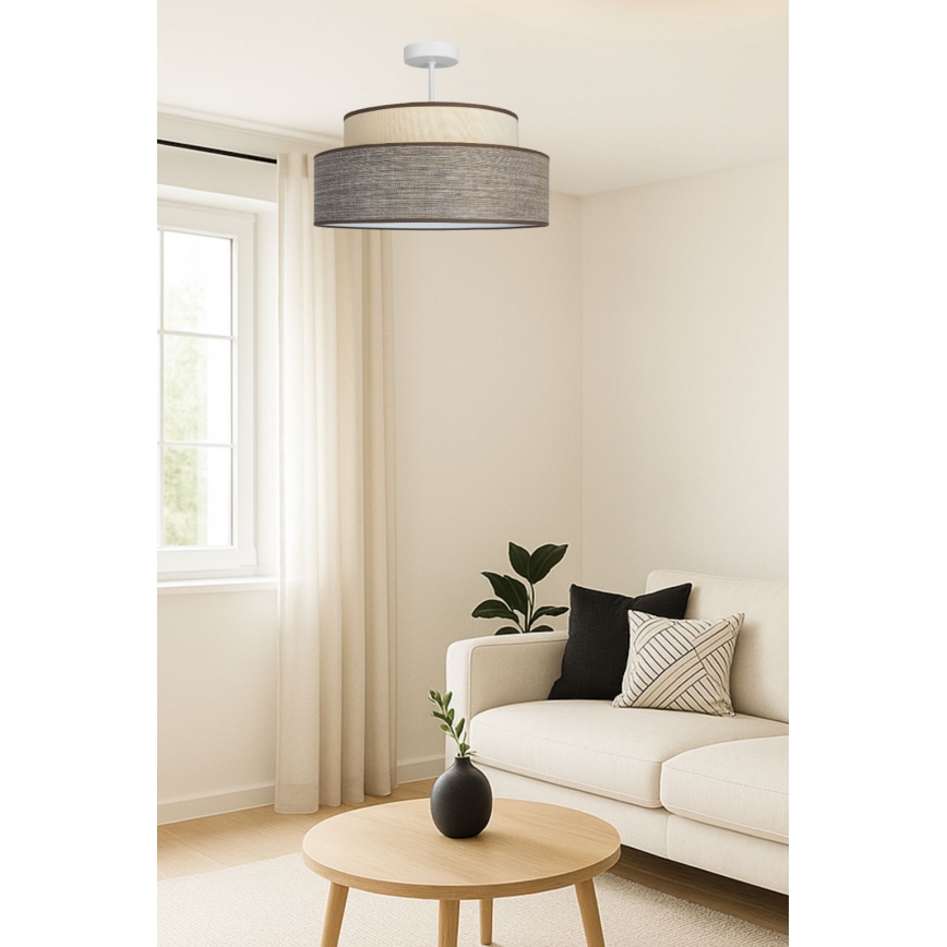 Bevestigde hanglamp GRACE 1xE27/60W/230V diameter 40 cm crème/bruin