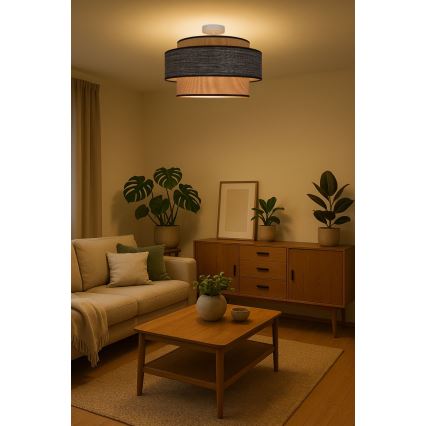 Bevestigde hanglamp GRACE 1xE27/60W/230V diameter 40 cm crème/bruin