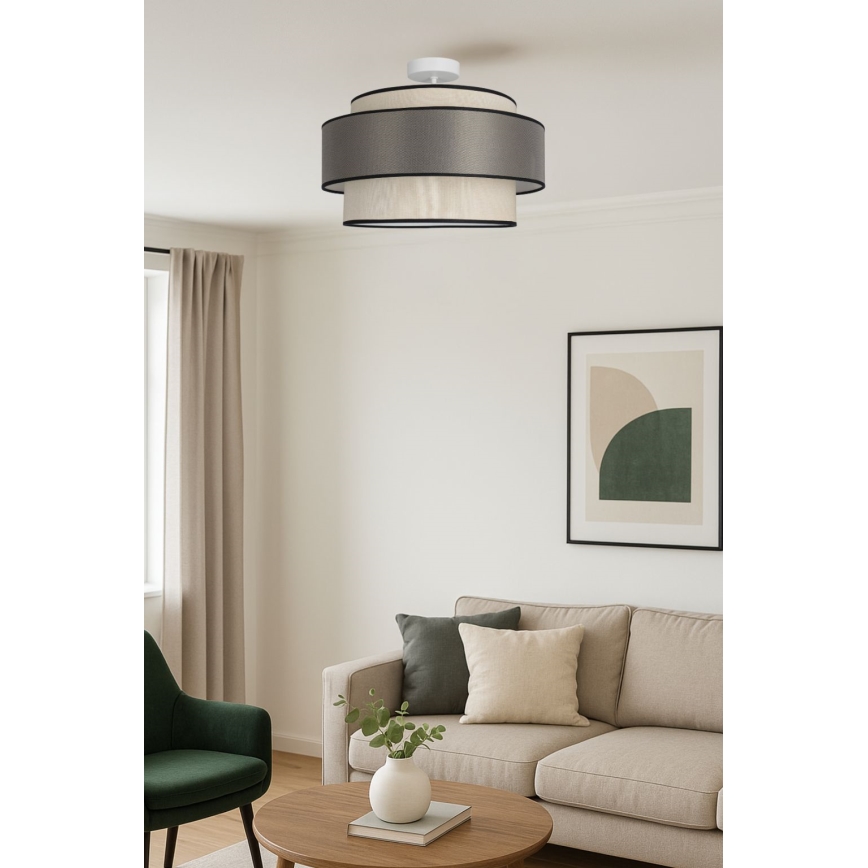 Bevestigde hanglamp GRACE 1xE27/60W/230V diameter 40 cm crème/grijs
