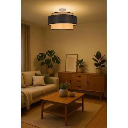 Bevestigde hanglamp GRACE 1xE27/60W/230V diameter 40 cm crème/grijs