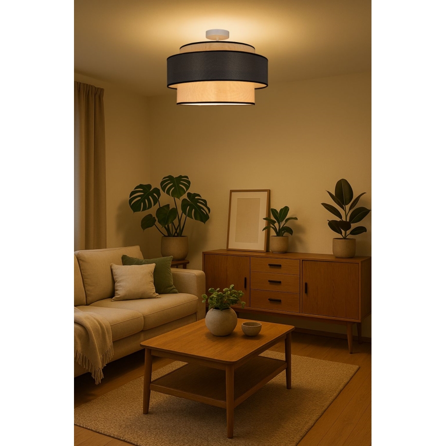 Bevestigde hanglamp GRACE 1xE27/60W/230V diameter 40 cm crème/grijs