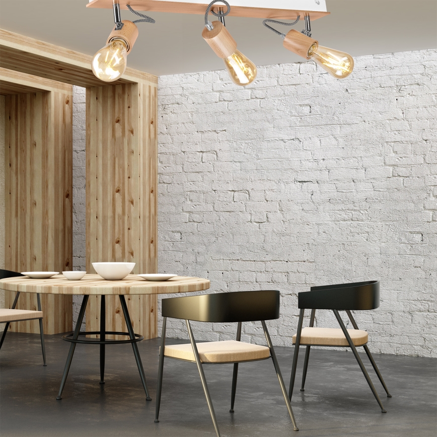 Bevestigde hanglamp GUSTAVO 3xE27/60W/230V beuken
