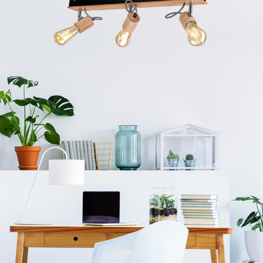 Bevestigde hanglamp GUSTAVO 3xE27/60W/230V beuken