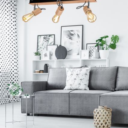 Bevestigde hanglamp GUSTAVO 3xE27/60W/230V beuken
