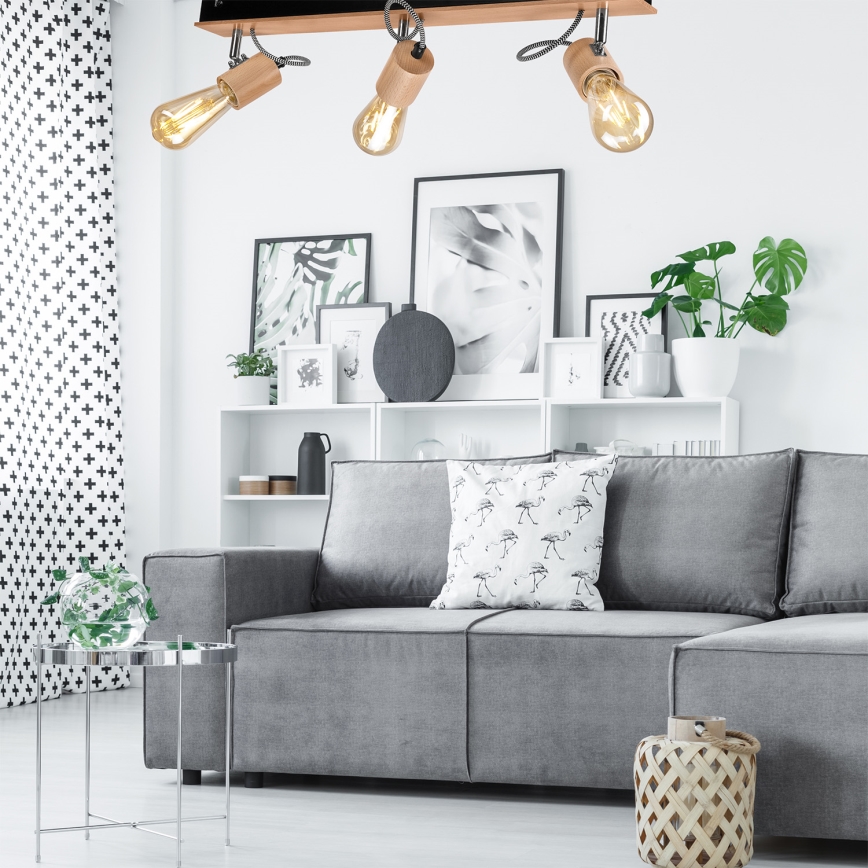 Bevestigde hanglamp GUSTAVO 3xE27/60W/230V beuken