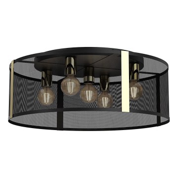 Bevestigde hanglamp KAGA 5xE27/60W/230V zwart/gouden