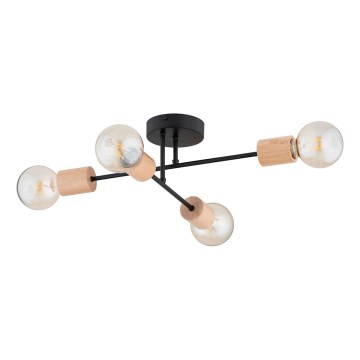 Bevestigde hanglamp LA-STENA 4xE27/15W/230V beige/zwart