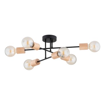 Bevestigde hanglamp LA-STENA 6xE27/15W/230V beige/zwart