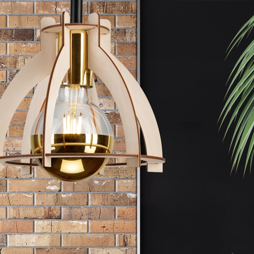 Bevestigde hanglamp LANDO 1xE27/15W/230V diameter 21 cm beuken