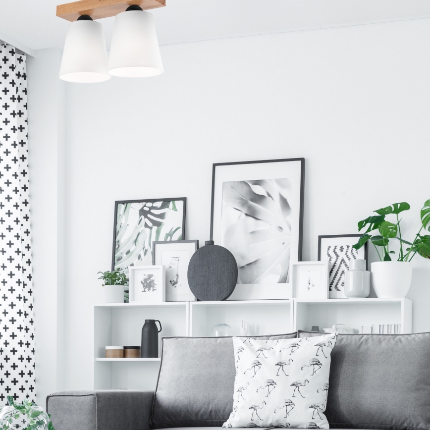 Bevestigde hanglamp LULA 2xE27/60W/230V eiken