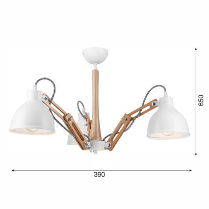 Bevestigde hanglamp MARCELLO 3xE27/60W/230V beuken - FSC gecertificeerd