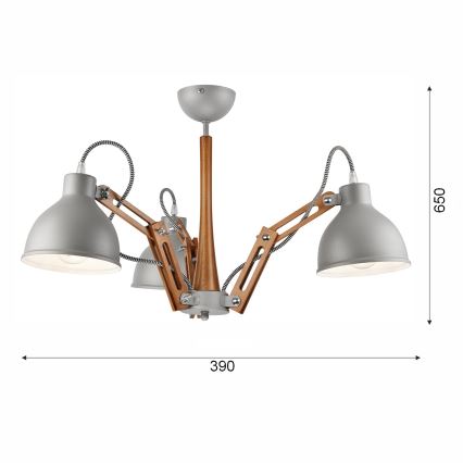Bevestigde hanglamp MARCELLO 3xE27/60W/230V beuken