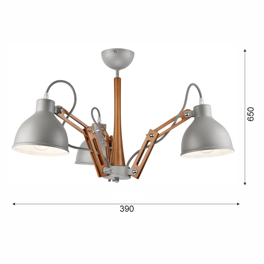 Bevestigde hanglamp MARCELLO 3xE27/60W/230V beuken