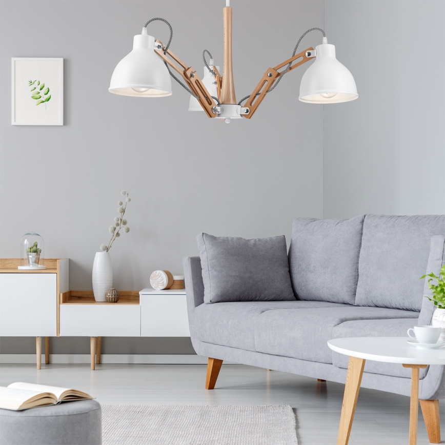 Bevestigde hanglamp MARCELLO 3xE27/60W/230V beuken