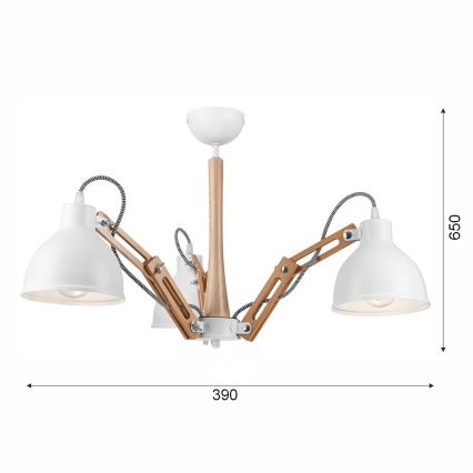 Bevestigde hanglamp MARCELLO 3xE27/60W/230V beuken