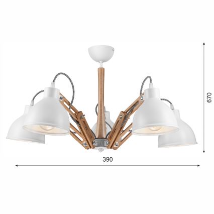Bevestigde hanglamp MARCELLO 5xE27/60W/230V - FSC gecertificeerd
