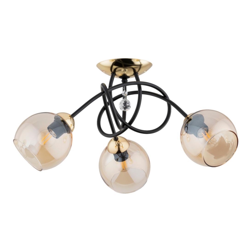 Bevestigde hanglamp MODENA 3xE27/60W/230V zwart/goud/beige