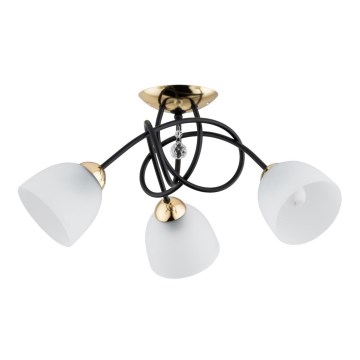 Bevestigde hanglamp MODENA 3xE27/60W/230V zwart/goud/wit