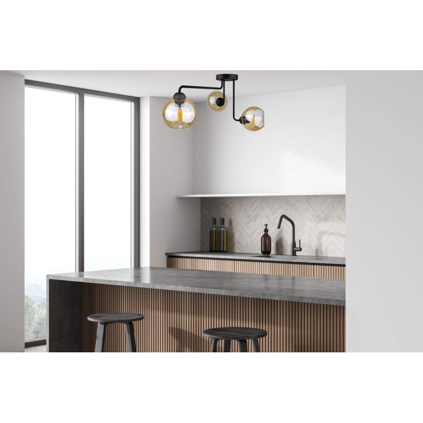 Bevestigde hanglamp MONDE BLACK 3xE27/60W/230V