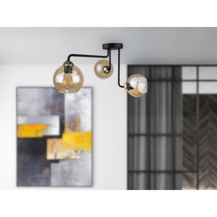 Bevestigde hanglamp MONDE GOLD 3xE27/60W/230V