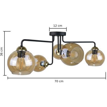 Bevestigde hanglamp MONDE GOLD 5xE27/60W/230V