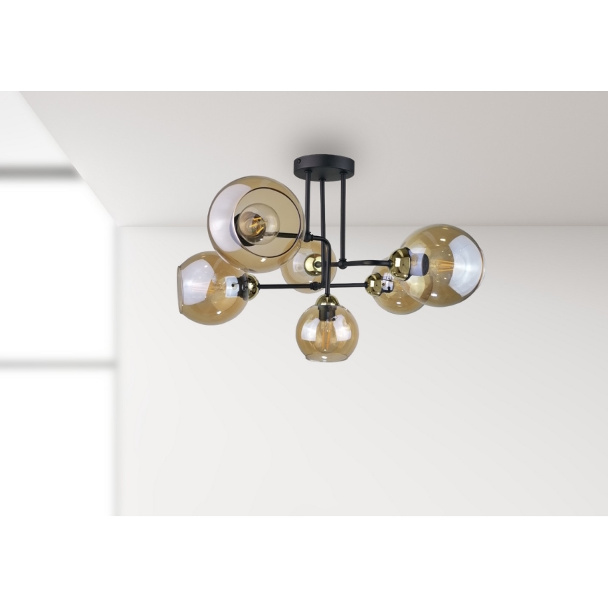 Bevestigde hanglamp MONDE GOLD 6xE27/60W/230V
