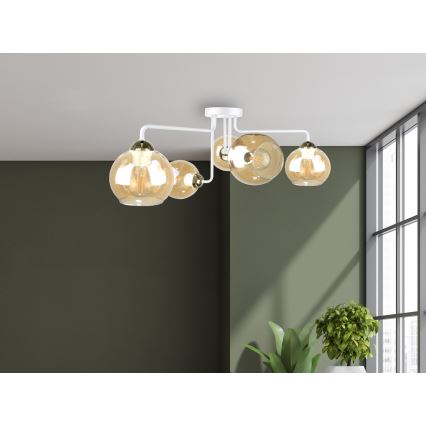 Bevestigde hanglamp MONDE WHITE 5xE27/60W/230V