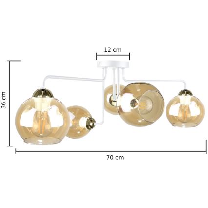 Bevestigde hanglamp MONDE WHITE 5xE27/60W/230V