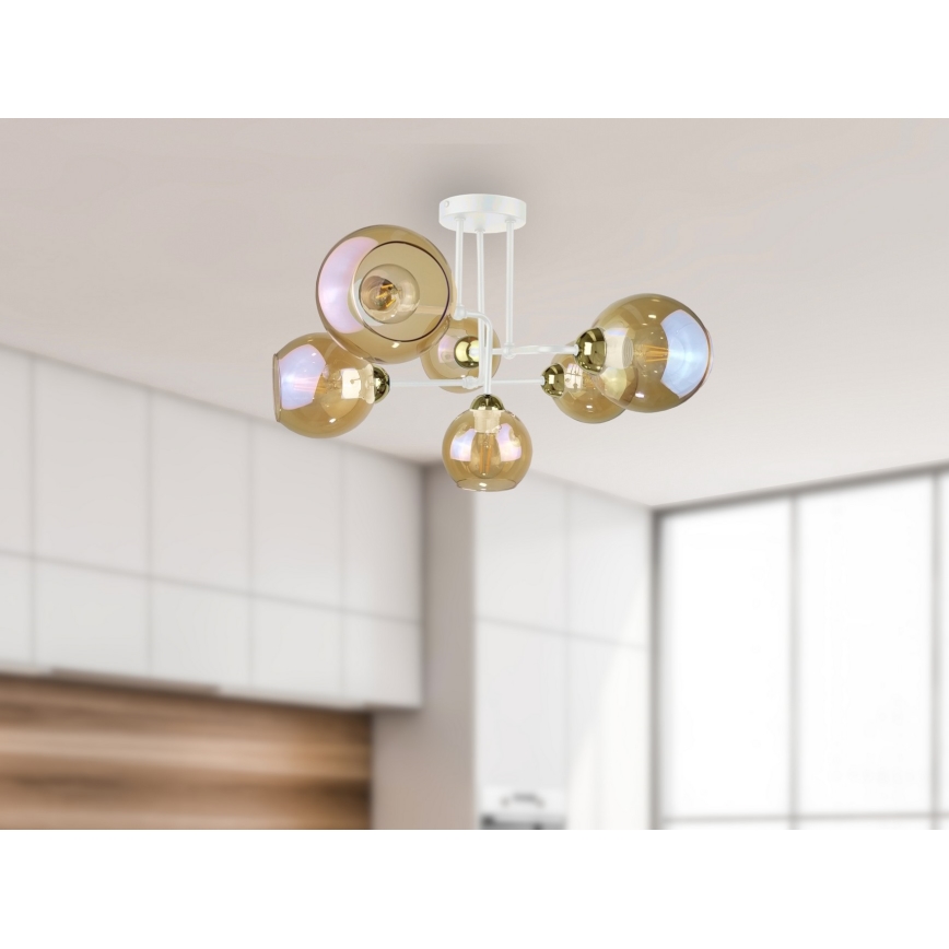 Bevestigde hanglamp MONDE WHITE 6xE27/60W/230V