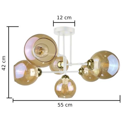 Bevestigde hanglamp MONDE WHITE 6xE27/60W/230V