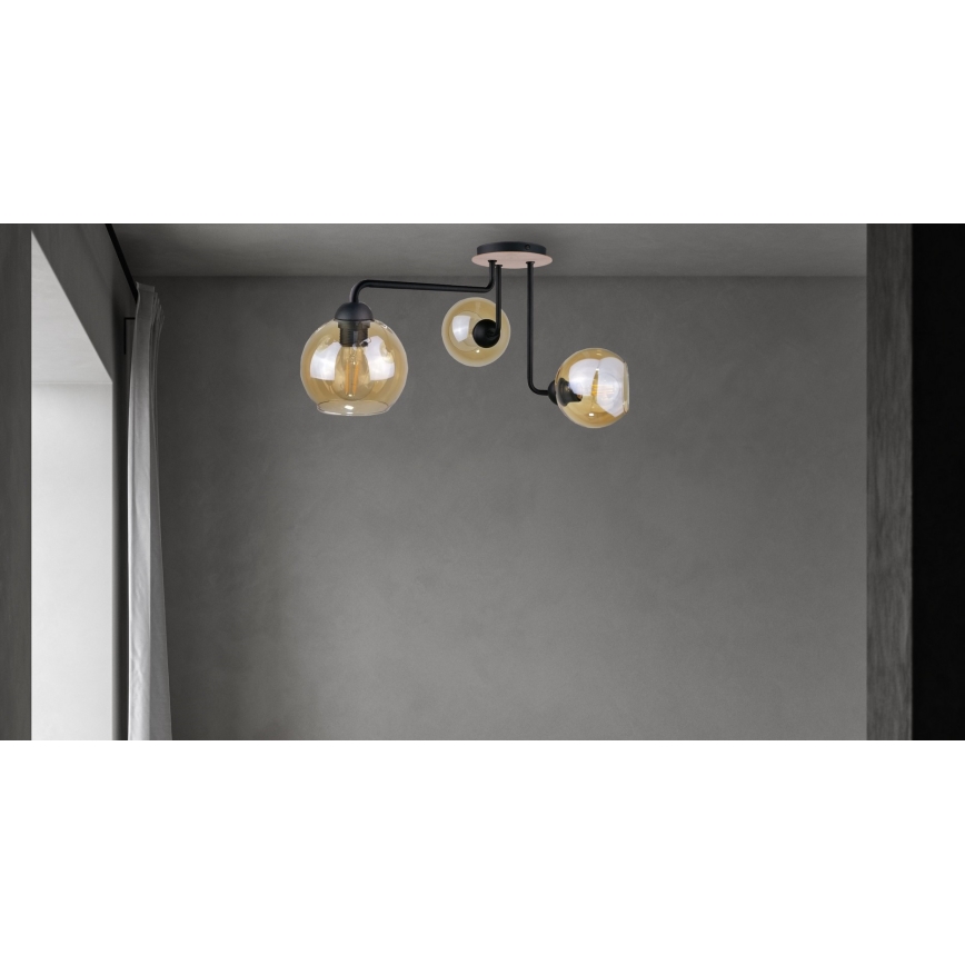 Bevestigde hanglamp MONDE WOOD 3xE27/60W/230V