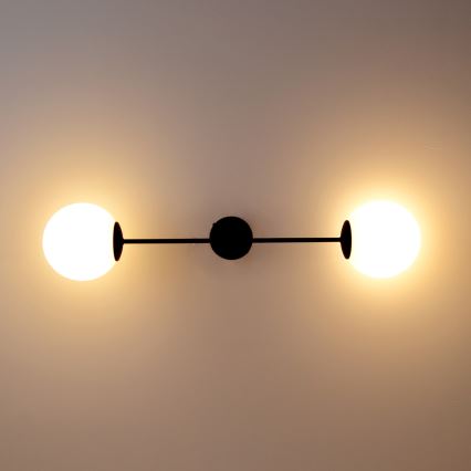 Bevestigde hanglamp MOON 2xE27/15W/230V zwart