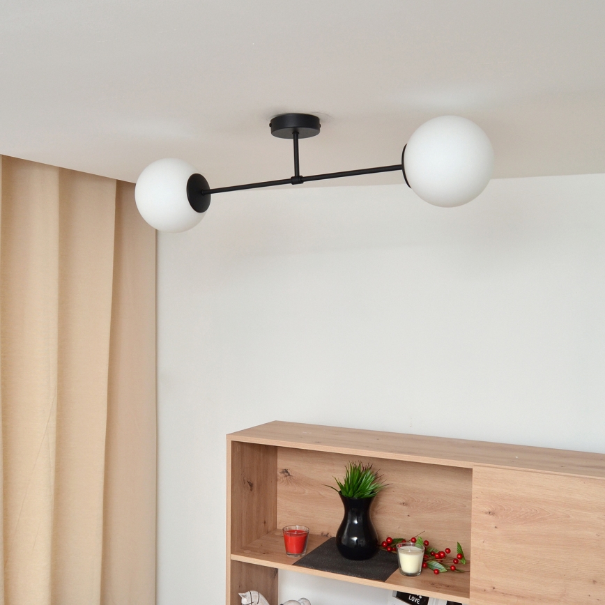 Bevestigde hanglamp MOON 2xE27/15W/230V zwart