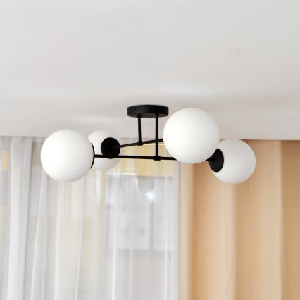 Bevestigde hanglamp MOON 4xE27/15W/230V zwart