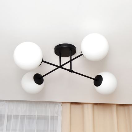 Bevestigde hanglamp MOON 4xE27/15W/230V zwart