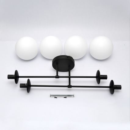 Bevestigde hanglamp MOON 4xE27/15W/230V zwart