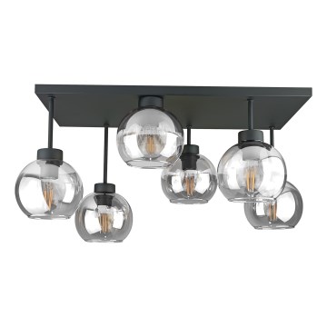 Bevestigde hanglamp NESSA 6xE27/60W/230V zwart/doorzichtig