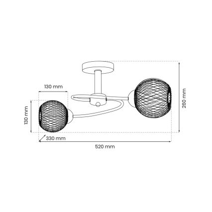 Bevestigde hanglamp OAKLAND 2xE27/60W/230V