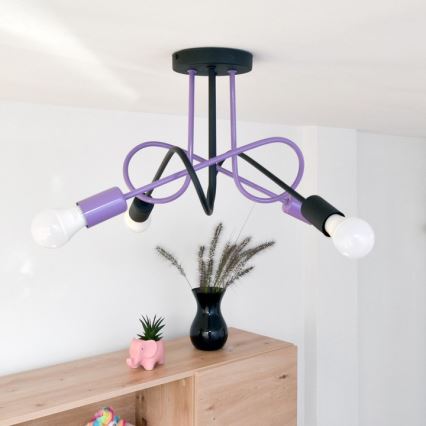 Bevestigde hanglamp OXFORD 4xE27/15W/230V zwart/paars